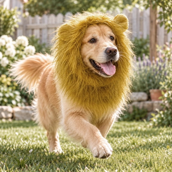 Dog Lion Mane Costume Halloween Pet Headwear With Ears And Tail Plush Mane Hat For Medium Large Dogs Party Photo