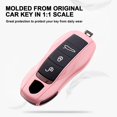 thumbnail image 3 of Xotic Tech 3PCS Smart Remote Control Key Shell Protector Holder Cover Case Compatible with Porsche Boxster Cayman 981 Carrera 911 991 918 Spyder Macan Cayenne Panamera-3 Buttons,Pink, 3 of 9