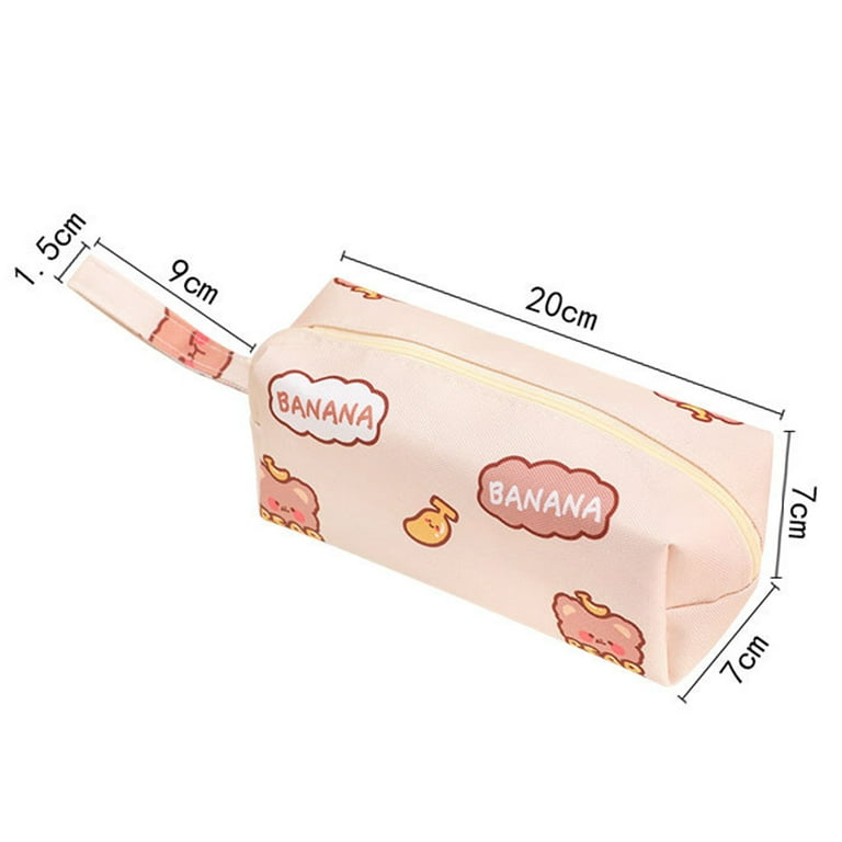 Adorable Cartoon Pattern Pencil Bag Large Capacity Beautiful Canvas Pencil  Pouch for Students Brown Canvas