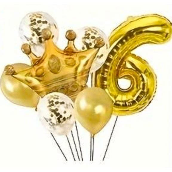 32 Inch large foil Rose Gold, Gold Number crown Balloons (No. 6)