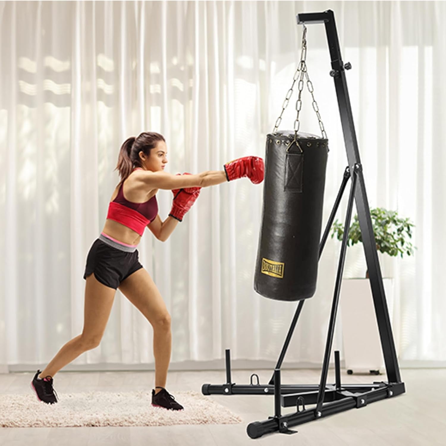 Arlopu Boxing Speed Punching Bag Stand Adjustable Height Punching Bag Stand, 150lbs - Stand Only