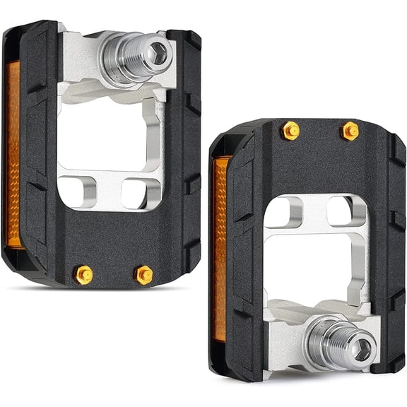 SAVADECK Folding Bike Pedals, 9/16 Inch Bicycle Pedals Wide Flat Mountain Bike Pedals with Aluminum, Non-Slip Bike Pedals for Road Bike BMX Bike Beach Cruiser Bike.(black)