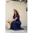 thumbnail image 4 of NAYTOAO Womens Midi Dress Summer Casual A Line Maxi Shirt Dresses Spring Short Sleeve Button Front V Neck Pockets Work Dress, 4 of 8