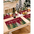 thumbnail image 3 of Christmas Tree Placemats Set of 6, Golden Pine Tree Placemat for Dining Table Decorations, Cotton Linen Snowflake Place Mats, Red Table Mats for Kitchen Dinner Xmas Winter Holiday Party Decor, 3 of 6