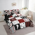 thumbnail image 3 of Manfei Teens Baseball Player Twin Bedding Sets 7-Piece, Square Plaid Bedding Comforter Set, Cartoon Sport Theme Reversible Sheet Sets, Luxury Bedroom Decor, 3 of 7
