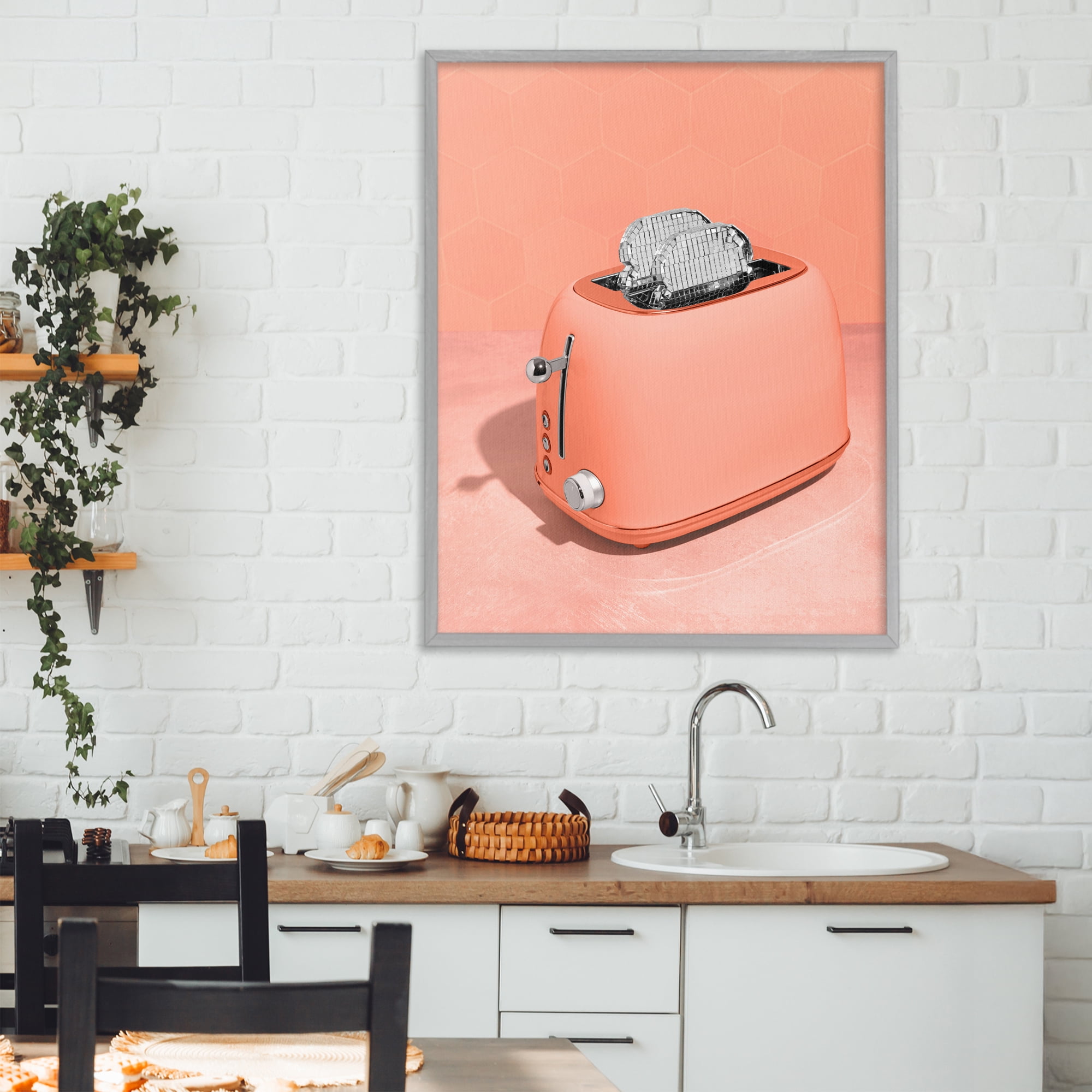 Stupell Industries Disco Toast over Orange Gray Framed Giclee Art, design by LISH Creative