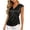 Black, variant on Women's V-Neck Sleeveless Satin Blouse, Ruched Drawstring Side Solid Color Polyester Casual Elegant Top for Women