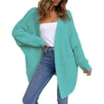 thumbnail image 2 of Baberdicy Women's Long Knitted Cardigan, New Loose Weave Large Size Sweater Coat , Oversized Knit Cardigan, Longline Duster Sweater, Relaxed Coat Green L, 2 of 4