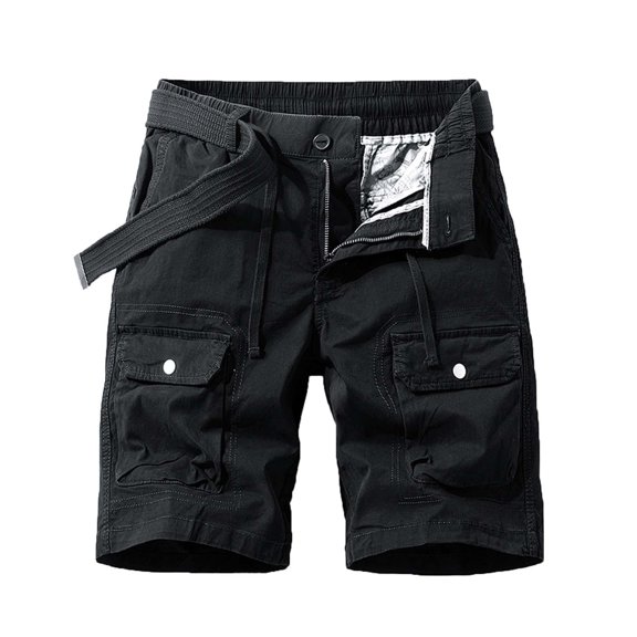 Mens Shorts Plus Size Cargo Shorts Multi-Pockets Relaxed Summer Beach Shorts Pants Casual Shorts Men Black L