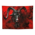 thumbnail image 5 of BCIIG  Demon Goat Head Skull Tapestry, Pentagram Tapestry Wall Hanging for Bedroom, Occult Red Gothic Witch Flag Tapestries Poster Blanket College Dorm Home Decor  50x40inch, 5 of 6