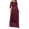 thumbnail image 4 of SWSMCLT Women's Short Sleeve Dress Maxi Semi Full Length Evening Gown Formal Lace Overlay Bridesmaid Dresses Summer (L-2XL) Vermillion X-Large, 4 of 4