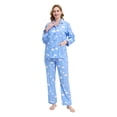 thumbnail image 2 of Apparonia Women's Pajama Sets Cotton Nightwear Long-Sleeve Button Front Shirt and Pant Sleepwear Notch Collar Pjs Lounge Sets Quiet Night​ XL, 2 of 7