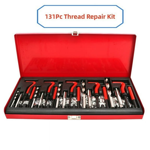 GoXteam Premium Thread Repair Kit 131-Piece - HSS Drill Helicoil Set - Metric M5 M6 M8 M10 M12 - Durable, Easy-to-Use, Organized Storage Case - Automotive Engine Repair Tools