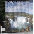 thumbnail image 3 of Ambesonne Travel Shower Curtain, The Godafoss Lagoon Scenery, 69"Wx70"L, Army Green White and Blue, 3 of 4