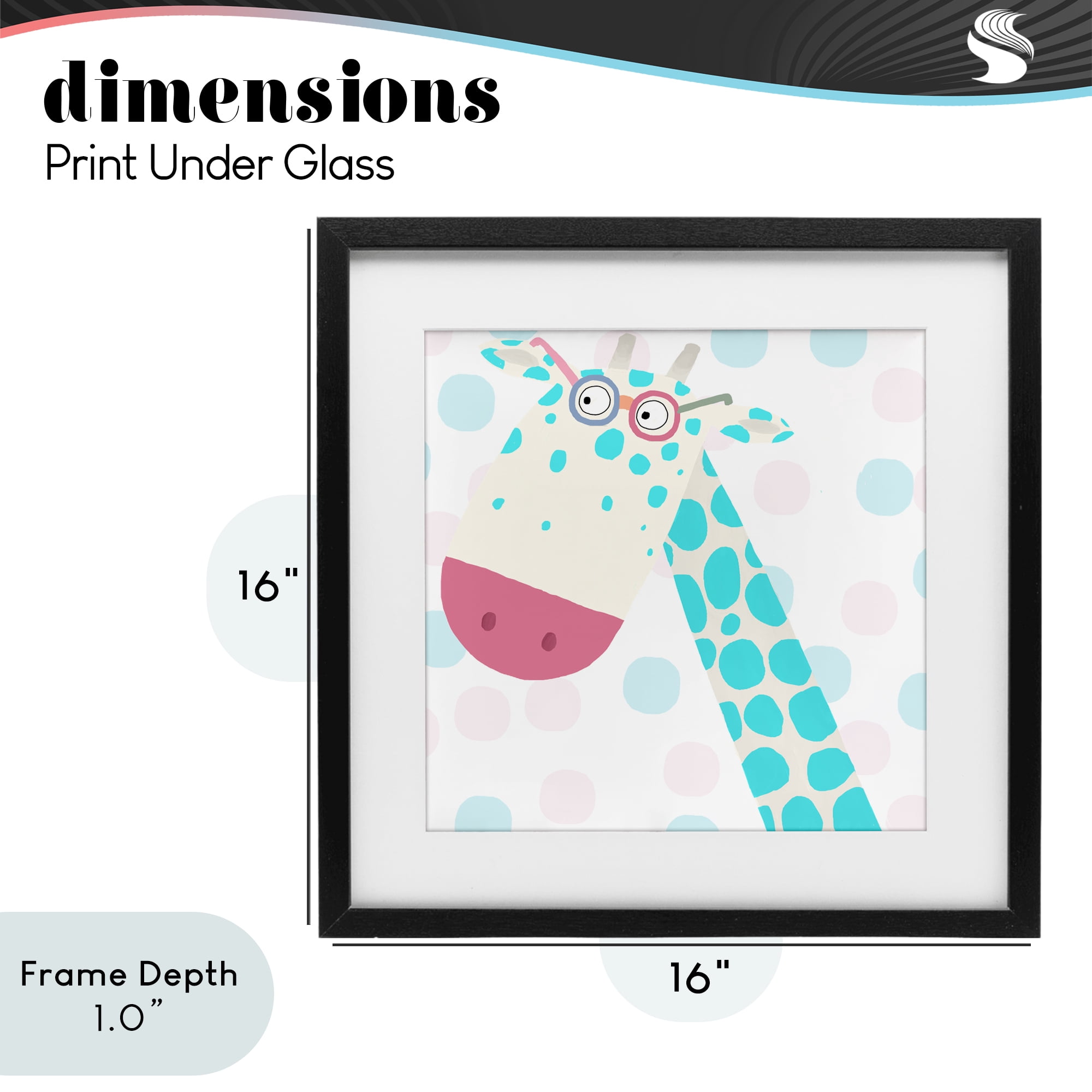 Stupell Industries Electric Blue Giraffe Black Framed Print Under Glass, design by Carla Daly