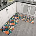 thumbnail image 2 of Pioneer Flower Floral Print Pattern Kitchen Rugs Sets Of 2,Anti Fatigue Kitchen Mat Rugs Non Slip Washable,Decorative Kitchen Floor Mats for Kitchen,Sink,Laundry,17"x30"+17"x47", 2 of 7