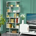 thumbnail image 4 of Gymax 2 PCS 6 Tier S-Shaped Bookshelf Storage Display Bookcase Z-Shelf White, 4 of 10