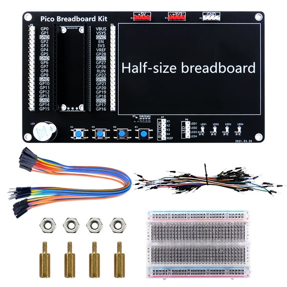 52Pi Raspberry Pi Pico / Pico W Basic Starter Kit, Raspberry Pi Pico / Pico W BreadBoard Kit with Half-Size Breadboard, Jumper Wire Pack(Raspberry Pi Pico / Pico W Not Included)