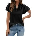 thumbnail image 4 of PRETTYGARDEN Women's Summer Blouses Dressy Casual Ruffle Cap Sleeve V Neck Business Work Trendy Cute Tops Spring Outfits, 4 of 10