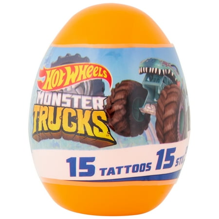 Hot Wheels Plastic Egg, Sticker, Tattoo, Orange, Easter Egg Hunt, 30 Count