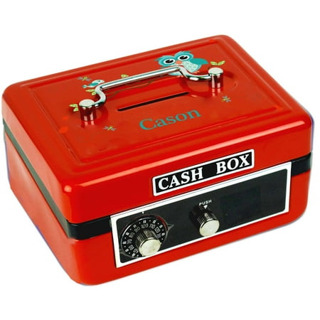 Personalized Blue Gingham Owl Cash Box
