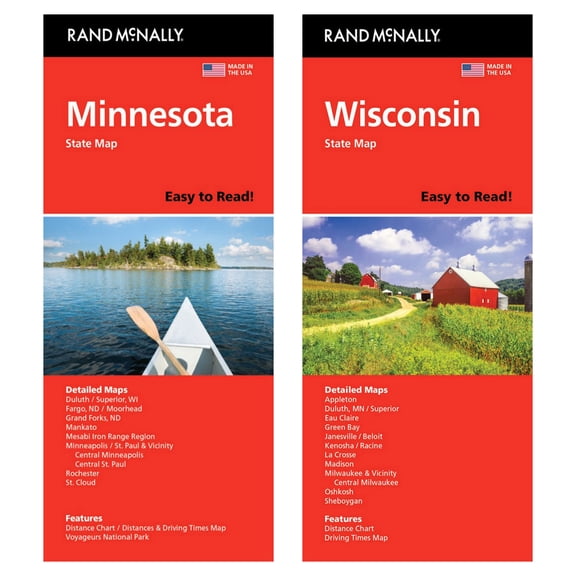 Rand McNally State Maps: Minnesota and Wisconsin (2 Maps)