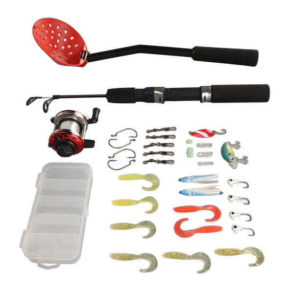 Ice Fishing Rod Set 50cm With Reel Spoon Fish Hooks Silicone Fishing Baits  Hard Bait Storage Box Ice Fishing Pole Complete Kits For Winter Activities  