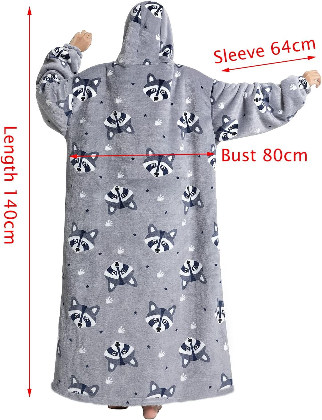 Wehilion Oversized Blanket Hoodie,Adult Snuggle Fleece Wearable Blanket Fluffy Giant Hooded Sweatshirt,Adult 140cm Leght