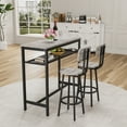 thumbnail image 4 of HSUNNS 3-Piece Bar Table Set with 2 Stools, 40” Rectangular Pub Table with Sturdy Metal Frame, Space-Saving Dining Set for Kitchen, Living Room, Small Space, Grey, 4 of 8