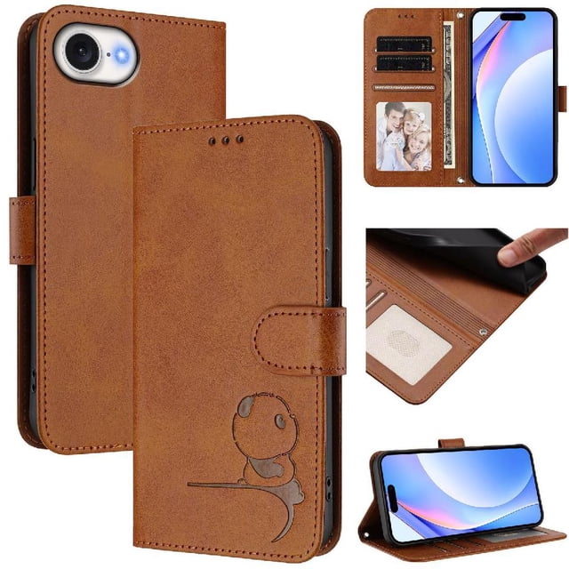Flip Case for iPhone 17e RFID Blocking Magnetic Clasp Wallet Case with 3 Card Slots and Kickstand Function