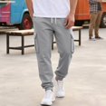 thumbnail image 3 of Dwellite Mens Sweatpants Drawstring Elastic Waist Cargo Joggers with Pockets Casual Fashion Solid Color Sweat Pants Light Gray XL, 3 of 9