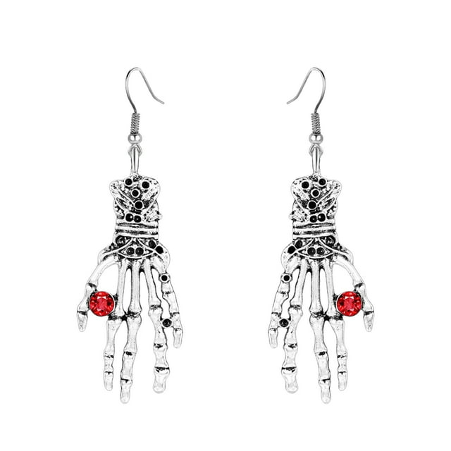 Ensemble de Boucles d'Oreilles et Colliers, Squelette Exagéré Punk pour Halloween