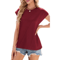 thumbnail image 3 of Womens Summer Tops Workout Shirts Wine Red S, 3 of 7