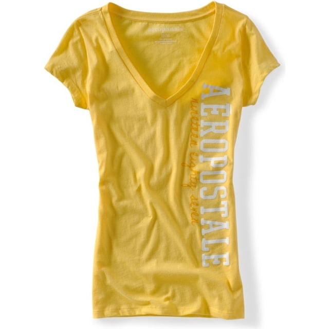 Aeropostale Womens Vert Eighty-seven Graphic T-Shirt, Amarillo, Grande Aeropostale Camiseta gráfica