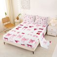 thumbnail image 2 of spefrowx Watercolor Bowknot Bed Sheets for Women, Pink Cherry Cocktail Print Full Size Sheets, 4-Piece, 1 Flat Sheet, 1 Fitted Sheet and 2 Pillowcases, 2 of 6