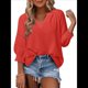 thumbnail image 1 of Blusas de 3/4 para Mujer, Blusas Plisadas Informales de Negocios con Cuello en V, Camisas Holgadas de Oficina Rojo XXL, 1 of 7