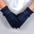 thumbnail image 1 of Up To $10 Gloves Mittens Blue Winter Double Rabbit Furs Ball Non-fleece Warm Touches Screen Ladies Gloves, 1 of 2