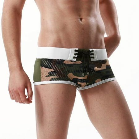 

Juebong Underwear for Men Clearance Under $10.00 Men s Brand Stripe Sexy Nylon Breathable Bulge Briefs Swimming Trunks Coffee XL
