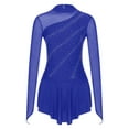 thumbnail image 3 of ZALDITA Womens Figure Skating Dress Rhinestone Mesh Long Sleeve Ballet Leotard Dance Dresses Royal Blue M, 3 of 7