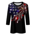 thumbnail image 4 of CIENVNSTG USA 250 Shirt Anniversary USA Shirt Women 250th Celebration Flag Print 1776-2026 Tshirt 3/4 Sleeve Shirts for Women Black M, 4 of 5