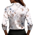 thumbnail image 6 of JTZGDY Womens Business Casual Silk Satin Tops Elegant Dressy Work Vintage Color Block/Floral Printed Long Sleeve Collared T-Shirts Loose Fit Deep V Neck Tunic Blouses Cute Spring Summer Outfits, 6 of 7