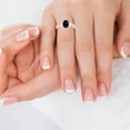 thumbnail image 2 of GemsNY September Birthstone - Three Stone Oval Blue Sapphire Ring with Prong and Channel Set Round Side Diamonds For Women (Grade - AA | 1.00cttw), 2 of 4