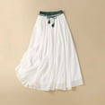 thumbnail image 2 of Aboser Cotton Linen Beach Skirts for Women Summer Casual Midi Skirt Flowy Layered Skirts Casual High Waisted Lounge Skirt Loose A Line Skirts, 2 of 6