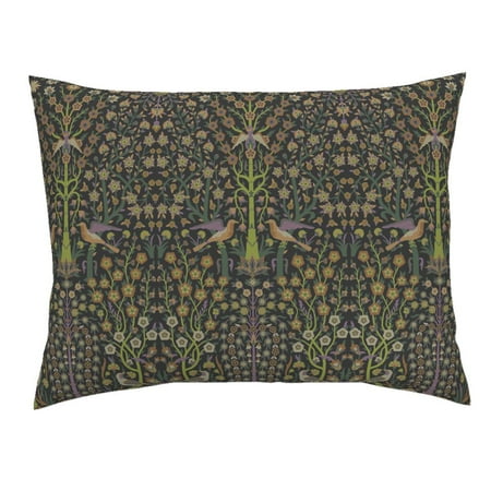 Natures Damask - Floral Nature Damask Indian Renaissance Ditsy Botanical Pillow Sham by Roostery