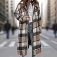 thumbnail image 5 of Chiccall Women's Plaid Wool Long Overcoat with Lapel Collar and Double Zipper Oversized Long Sleeves Casual Fall Winter Coat Outerwear, 5 of 6
