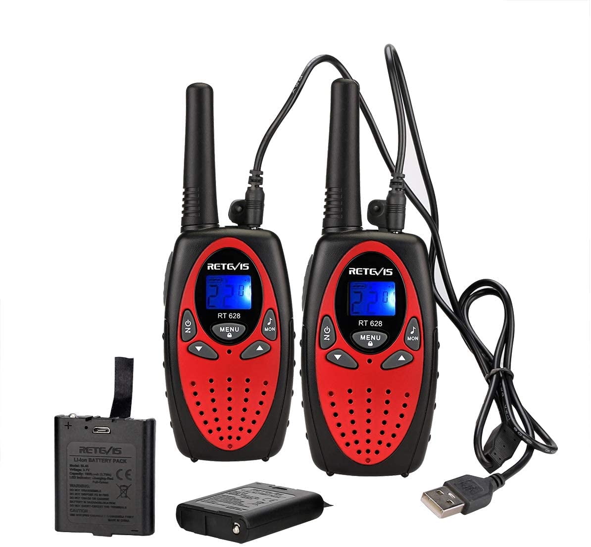 2pcs RETEVIS RT628 Walkie Talkie Monitor UHF 22CH LCD VOX Two Way Radio For Kids 