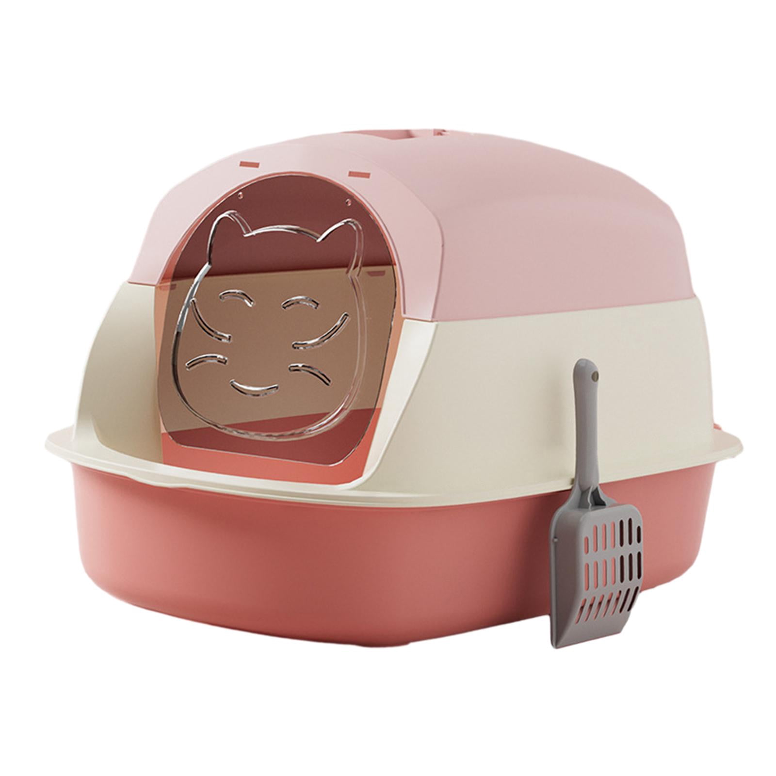 Bvdfgk Hooded Cat Litter Boxes, Hooded Pet Litter Box, Fully Enclosed Cat Toilet, Large Pink