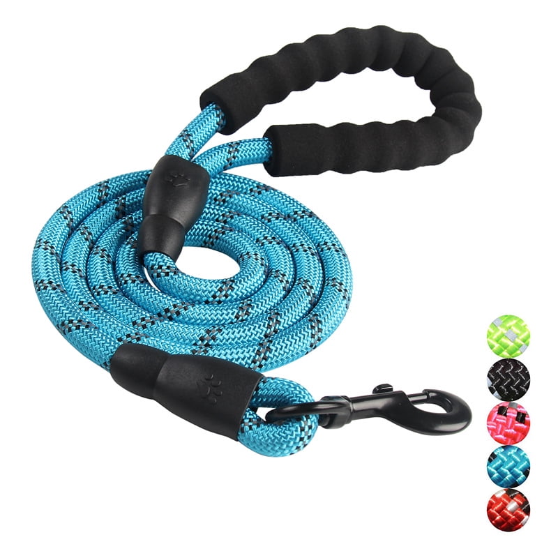 Dog Leash with Comfortable Padded Handle and Highly Reflective Threads