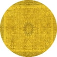 thumbnail image 1 of Ahgly Company Indoor Round Oriental Yellow Modern Area Rugs, 5' Round, 1 of 4