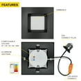 thumbnail image 4 of NUWATT 12 Pack, 4 Inch Retrofit LED Square Recessed Lighting, 5CCT 2700K/3000K/3500K/4000K/5000K Selectable, 750 Lumens, 11W, Black Trim Square Can Light, Dimmable Ceiling Light Wet Rated, ETL Listed, 4 of 6